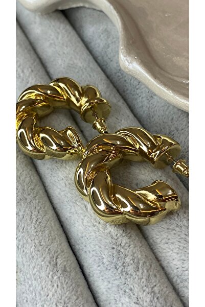 SELUVİA Women's Twisted Model Curved C Half Hoop Earrings – Stylish and Moder...