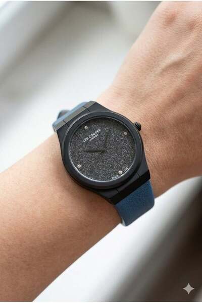 Lee Cooper Women's Wristwatch |   35mm Steel Case, Blue Leather Strap, Black ...
