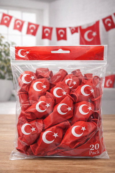 OSKA GLOBAL Red Balloon Set with Crescent and Star, Party Balloon with Turkis...