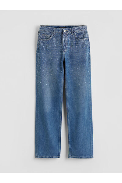 LC Waikiki Seray Yeni Sezon Taşlı Straight Fit Kadın Jean Pantolon
