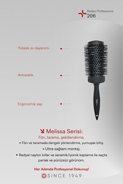 RODEO Black Melissa 206 Hair Brush Broken Hair Blow Drying, Combing, Styling ...