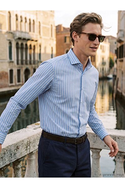 LC Waikiki Regular Fit Striped Poplin Men's Shirt