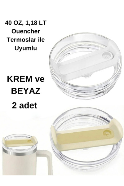 Stanley Quencher 40 oz 1.18 Lt Compatible Thermos Lid with Straw - Cream and ...