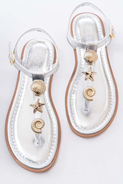 SEEM Ariel Sea Shell Women's Silver Flip-Flop Sandals