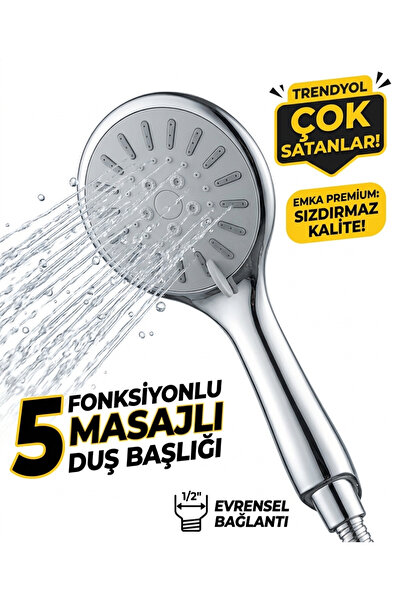 5 Farklı Akış Modlu Fonksiyonel Duş Başlığı - Kireç Kırıcı Gözenekli Yüksek Basınçlı Banyo Başlığı