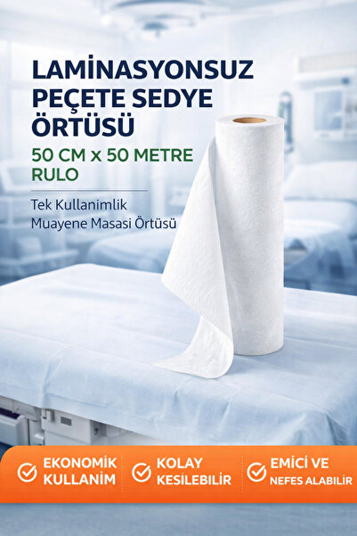 Genel Markalar Laminasyonsuz Peçete Sedye Örtüsü 50 cm x 50 Metre Rulo Tek Ku...