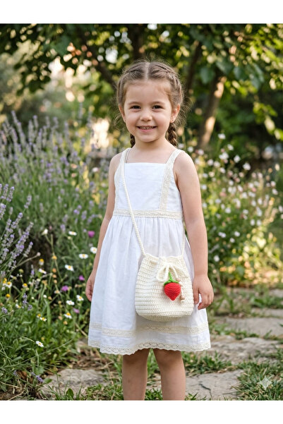 ENA حقيبة أطفال، حقيبة يد، حقيبة محبوكة يدويًا، حقيبة على شكل فراولة