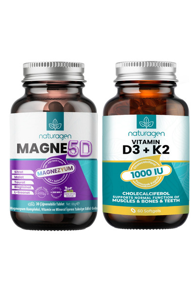 Naturagen Magne5D Magnesium Complex 30 Chewable Tablets - Vitamin D3 + K2 60 ...