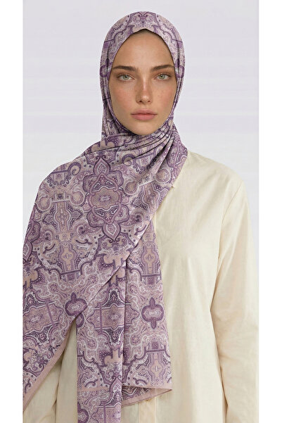 Karaca Бавовняний шарф з візерунком Lara Motif - кремовий / бузковий