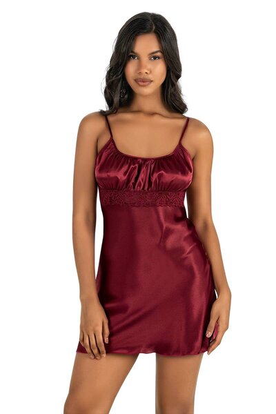 PRIMODA Women's, burgundy, satin nightgown