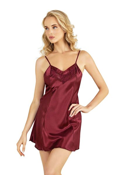 PRIMODA Women's, burgundy, satin nightgown