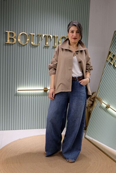 boutich Kadın Vizon Dik Yaka Oversize Mevsimlik Bomber Ceket Mont