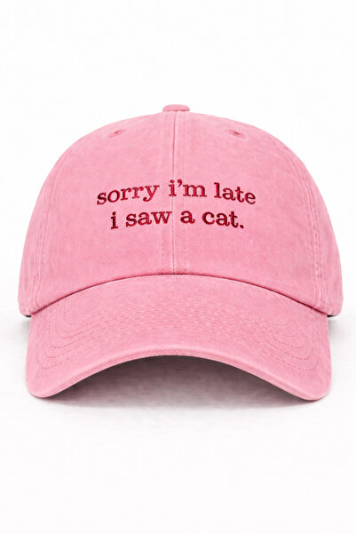 Tresore قبعة مطرزة قابلة للغسل بعبارة "أنا أسف، لقد تأخرت، رأيت قطة" / قبعة م...
