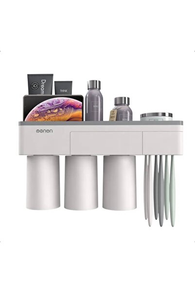 OEM Toothbrush Holder with Paste Dispenser, 4 Brushes, 3 Magnetic Cups, Drawe...