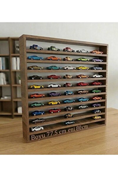 CRAFT HOUSE ART DESIGN Ahşap Model Araç Koleksiyon Rafı - 80 cm Oyuncak Araç ...