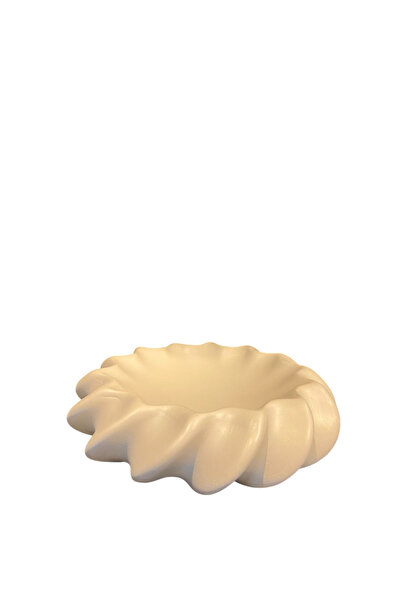 mysecrethome El Yapımı Seramik Dönence Tabak 20x10 cm – Bej ve Ahşap Dekorati...