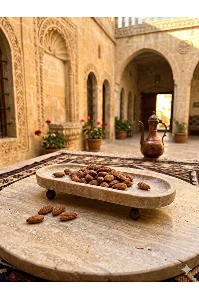 Trend Silver طبق ديكور بيضاوي من الترافرتين من افسوس طبيعي (12x28 سم)