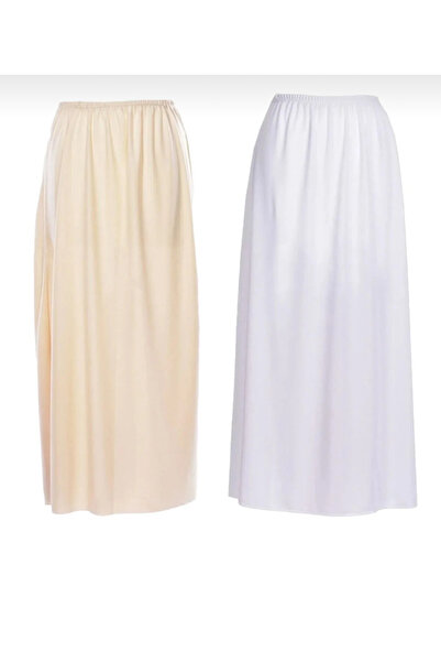 FASİON Women's Full Length Skirt Lining 2 Colors Beige Ecru