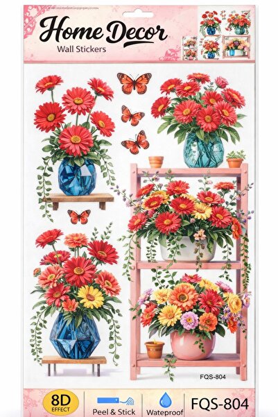 OEM 8D Decorative Wall Sticker with Flower Shelves - 33 x 60 cm