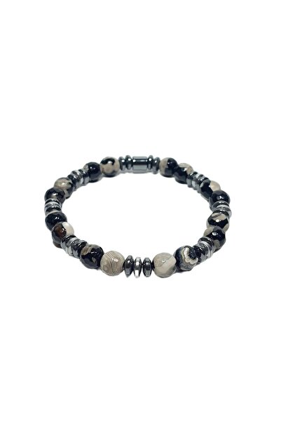 Janti Jtss26Blk1799 Eye Agate Hematite Natural Stone Faceted Cut 8 mm Guarant...