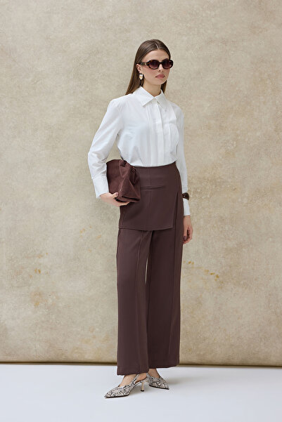 Birgül Bektaş Brown Lumi Button Closure Detailed Trousers