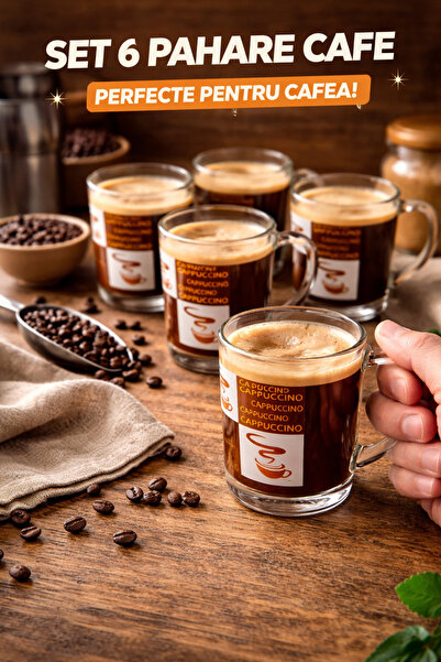 King Set of 6 Cappuccino Glass Mugs 250ML Glassware – Durable Coffee Glasses,...