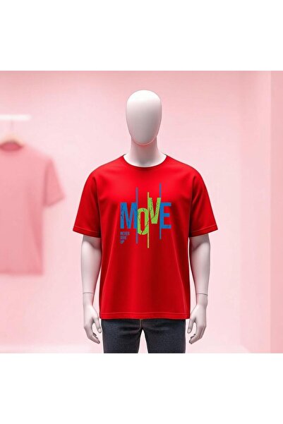 Vordevia Move Never Give up Printed Crew Neck Wide Fit Unisex Tshirt