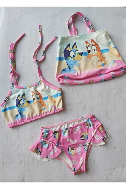 kokarca kids Bluey Çocuk Bikini Takımı Çantalı