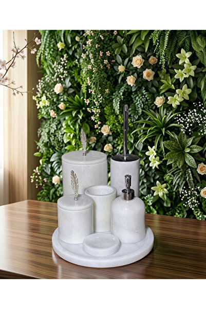 mermer home dekorasyon söğüt yaprak modelli beyaz mermer banyo seti