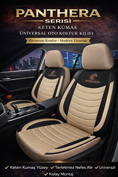 TROBUS غطاء مقعد رينو كليو 4 2012-2019 متوافق مع بانثيرا كتان بيج - أسود