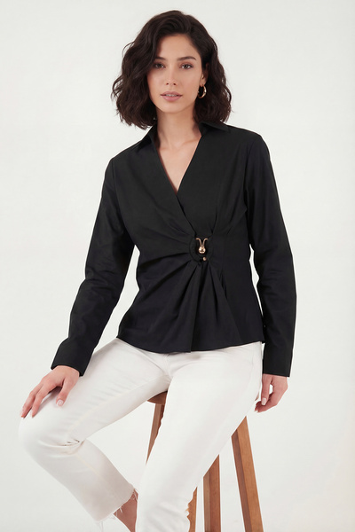 Lela % 100 Pamuk Slim Fit Toka Detaylı Uzun Kollu Gömlek GÖMLEK 6778317
