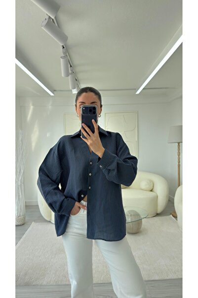 LUUNA STORE ΡΙΓΕΤΕΝΟ ΠΟΥΚΑΜΙΣΟ OVERSIZE - ΚΑΦΕ SAX
