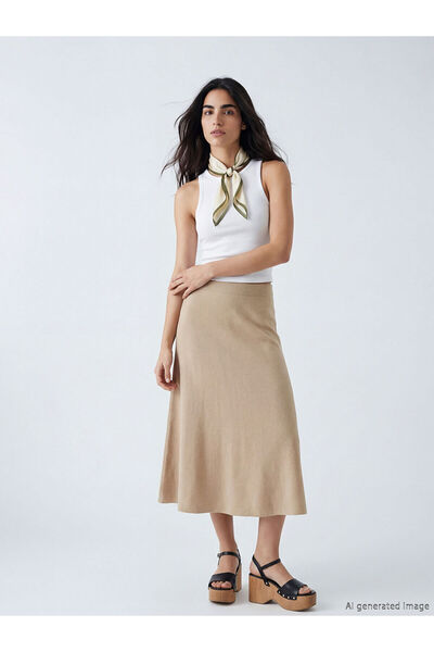LC Waikiki Peak New Season Elastic Waist A-Line Skirt