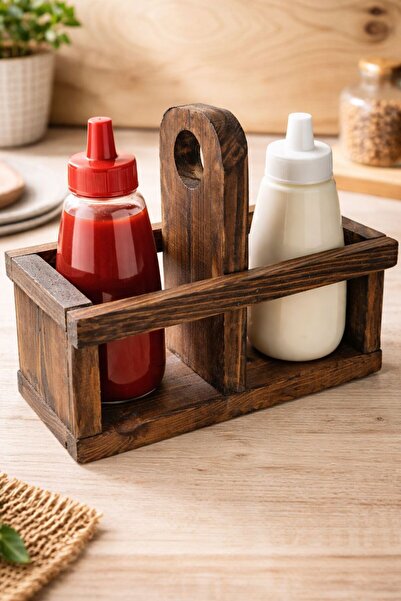 The N Wood Rustic Wooden Sauce Bowl Stand – Stylish and Organized Presentation