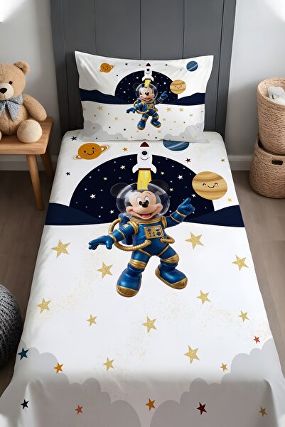 EVPANYA Mickey's Star Dust Patterned Bedspread and Pillowcase