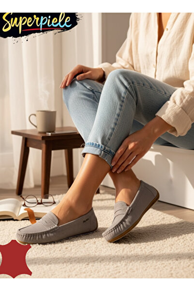 ANGEL BLUE Women's genuine leather loafers with flexible sole