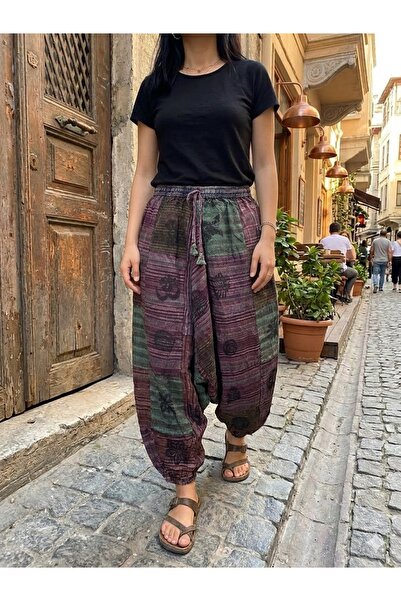 AYASOFYA OTANTIK Unisex Nepali Plum Ethnic Authentic Loose Bohemian Shalwar w...