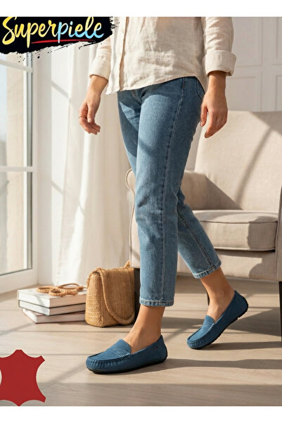 ANGEL BLUE Women's genuine leather loafers with flexible sole