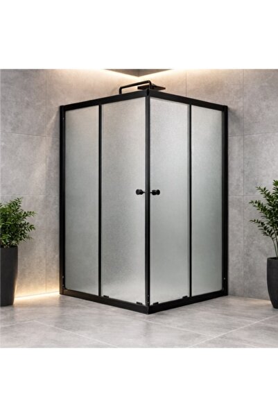 SELİKA 150x150 cm 190 cm Yükseklik Kumlu cam 6 mm Siyah profil