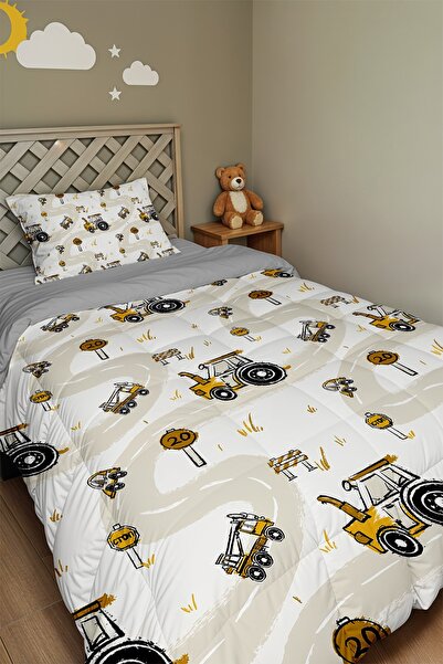EVPANYA Small Construction Site Roads Patterned Single Duvet and Pillowcase