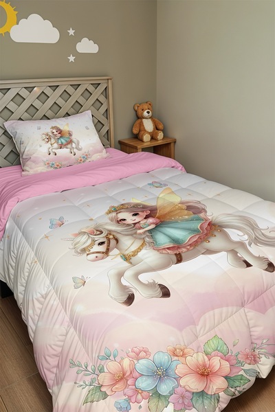 EVPANYA Πάπλωμα και μαξιλαροθήκη με σχέδια Fairy Princess και Unicorn