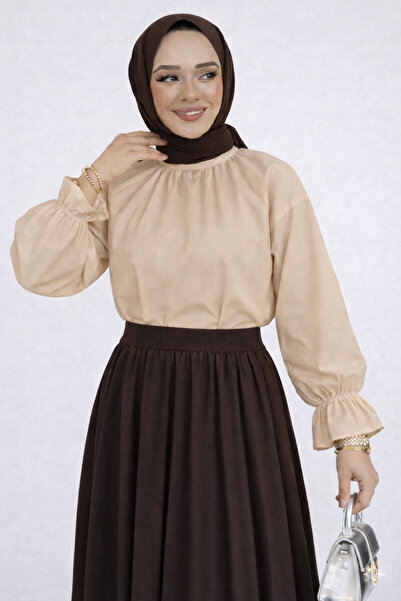 CNG MODA Cotton Shirt with Gathered Sleeves