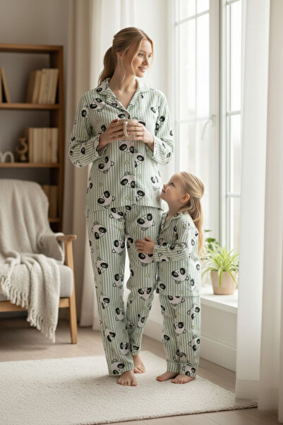 ARN HOMEWEAR Σετ πιτζάμες για μητέρα και κόρη με σχέδιο πάντα, από μαλακό ύφα...