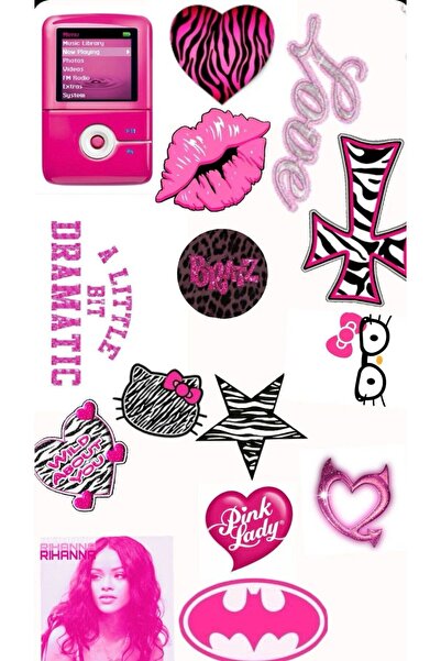 Limitless Design مجموعة ملصقات Y2K باللون الوردي مقاس 22x30 سم - لابتوب بنمط ...