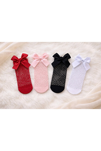 ues Μαύρο Λευκό Κόκκινο Ροζ Σετ 4 τεμαχίων διχτυωτών κάλτσες