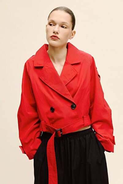 DeFacto Cropped Fit Twill Trench Coat G9956Ax26Sp