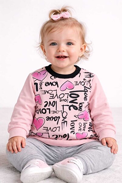 krm kerem bebe Heart Patterned Baby Girl Double Set