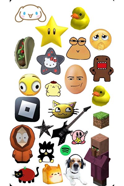 Limitless Design Kawaii & Meme Sticker Poster 22x30 cm | Karışık Trend Karakt...