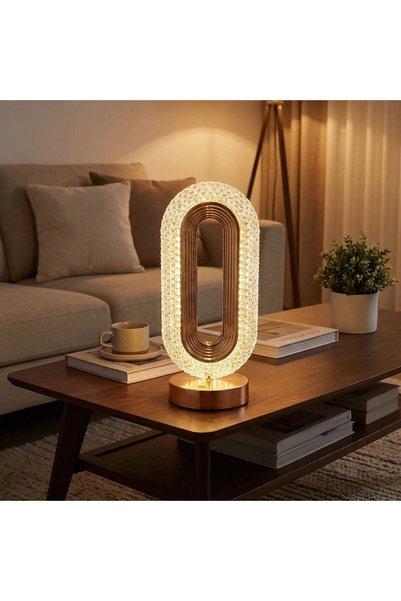 ForWhat 3MOD مصباح طاولة LED بيضاوي الشكل بتصميم كريستالي يعمل باللمس لديكور ...