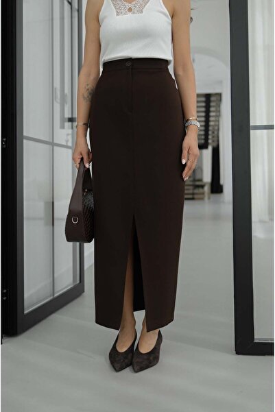 Havoş Fusta maro tip creion cu șliț frontal